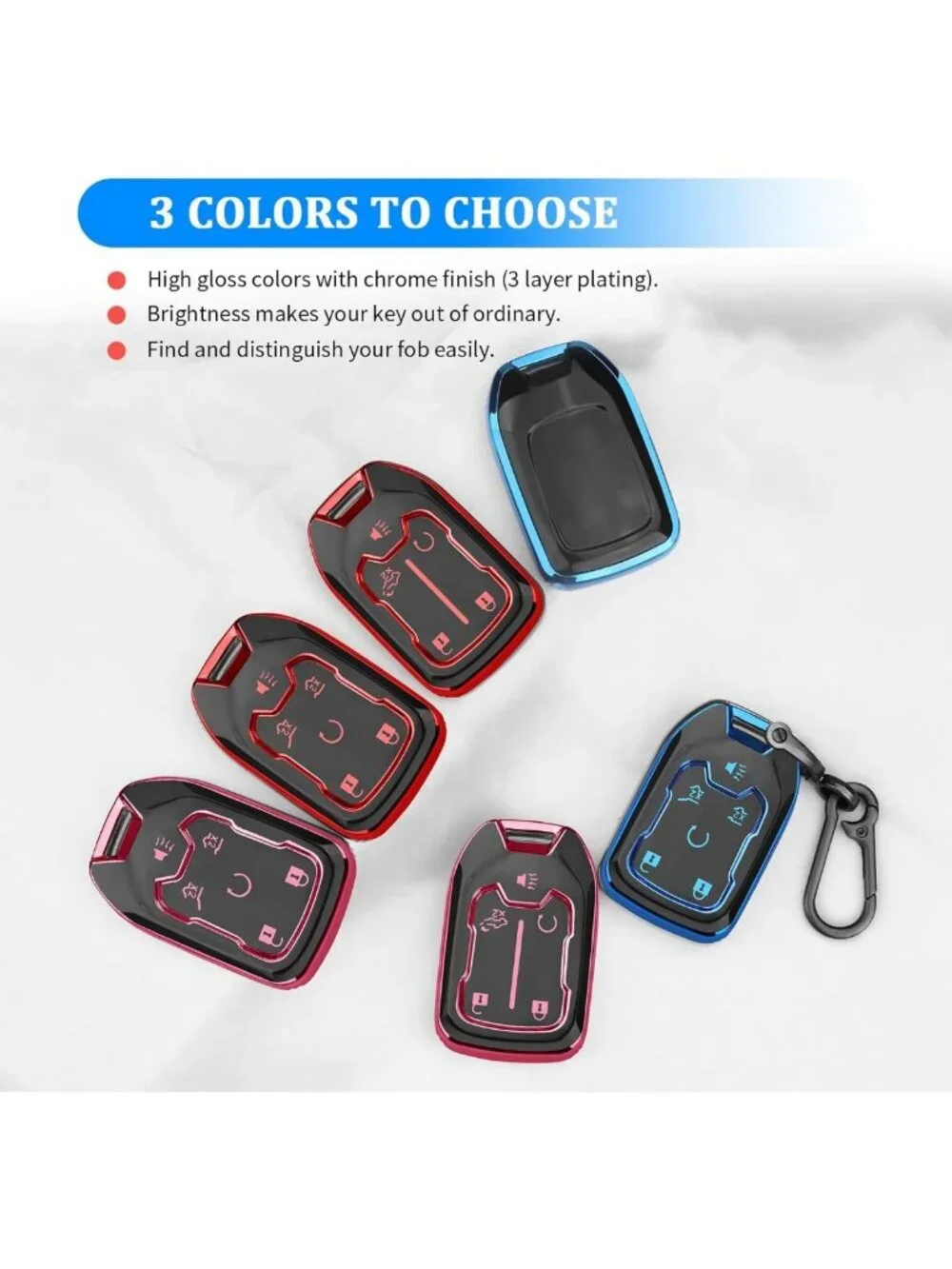 Stylish Pink 6-Button Key Fob Cover & Keychain for GMC Silverado, Tahoe, Sierra
